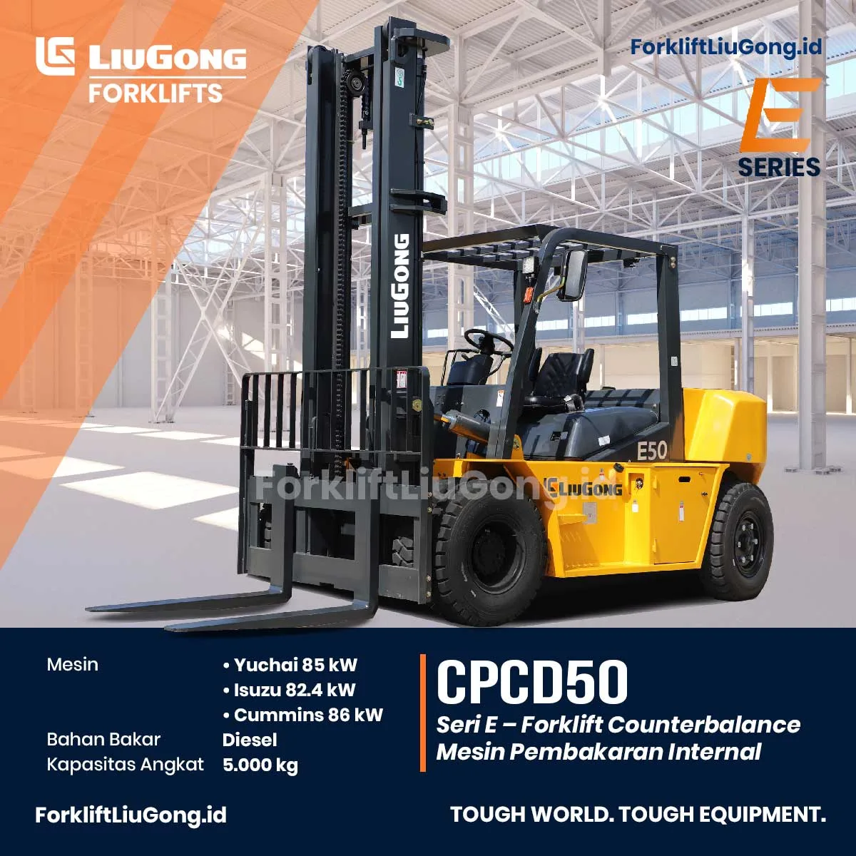 Forklift 5 Ton Diesel LiuGong CPCD50 DFT