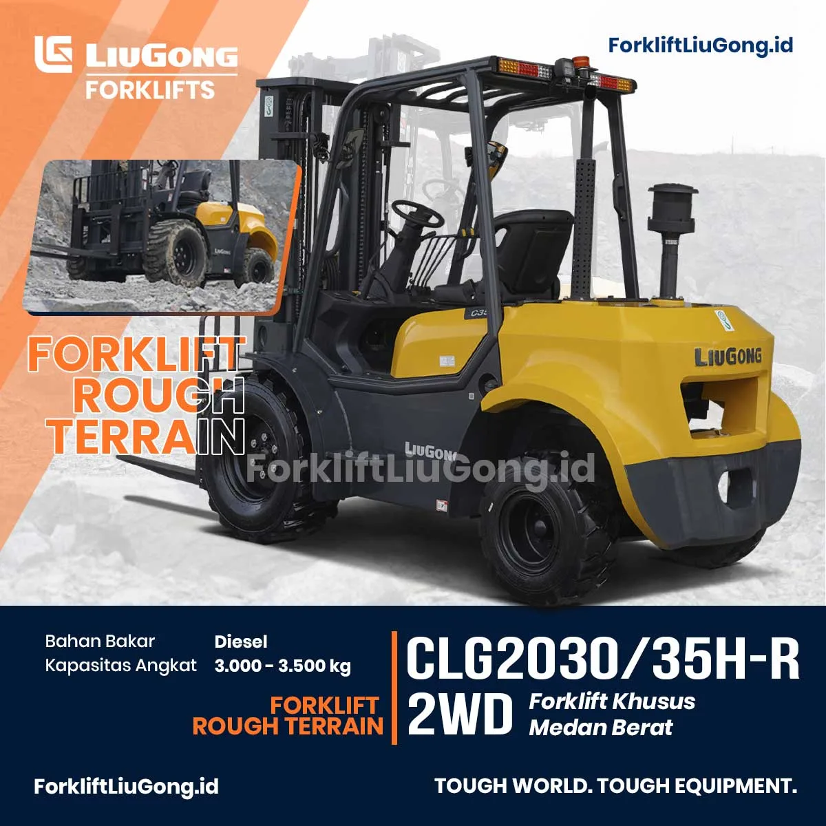 Forklift-Medan-Berat-Liugong-CLG2030-35H-R Forklift 3 - 3.5 Ton Diesel Rough Terrain LiuGong CLG2030/35H-R