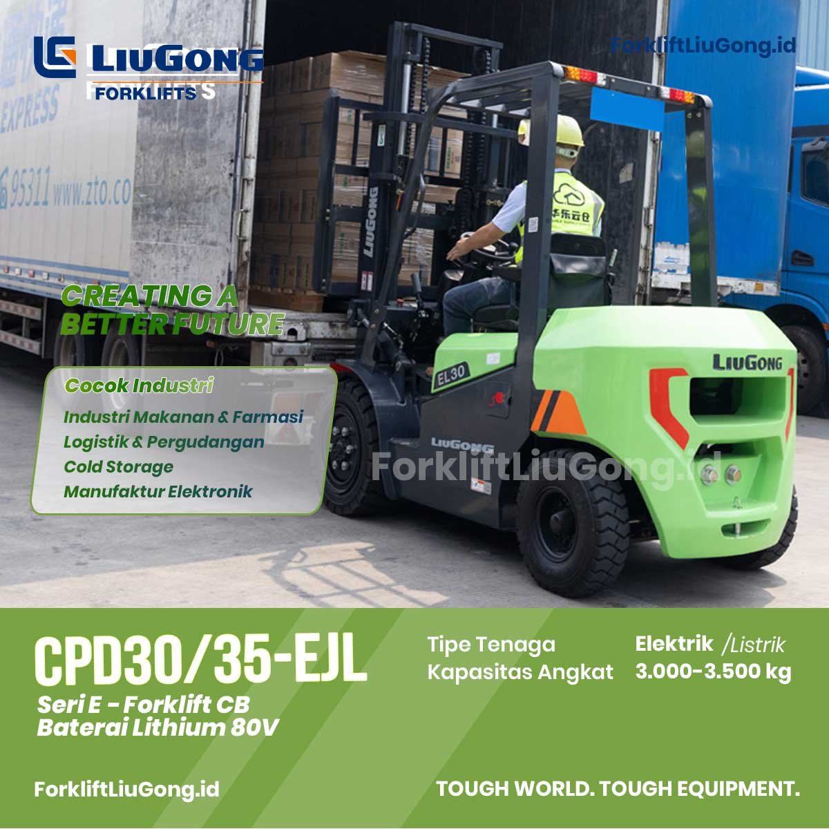 Forklift 3 Ton Elektrik Baterai Lithium CPD30-35-EJL