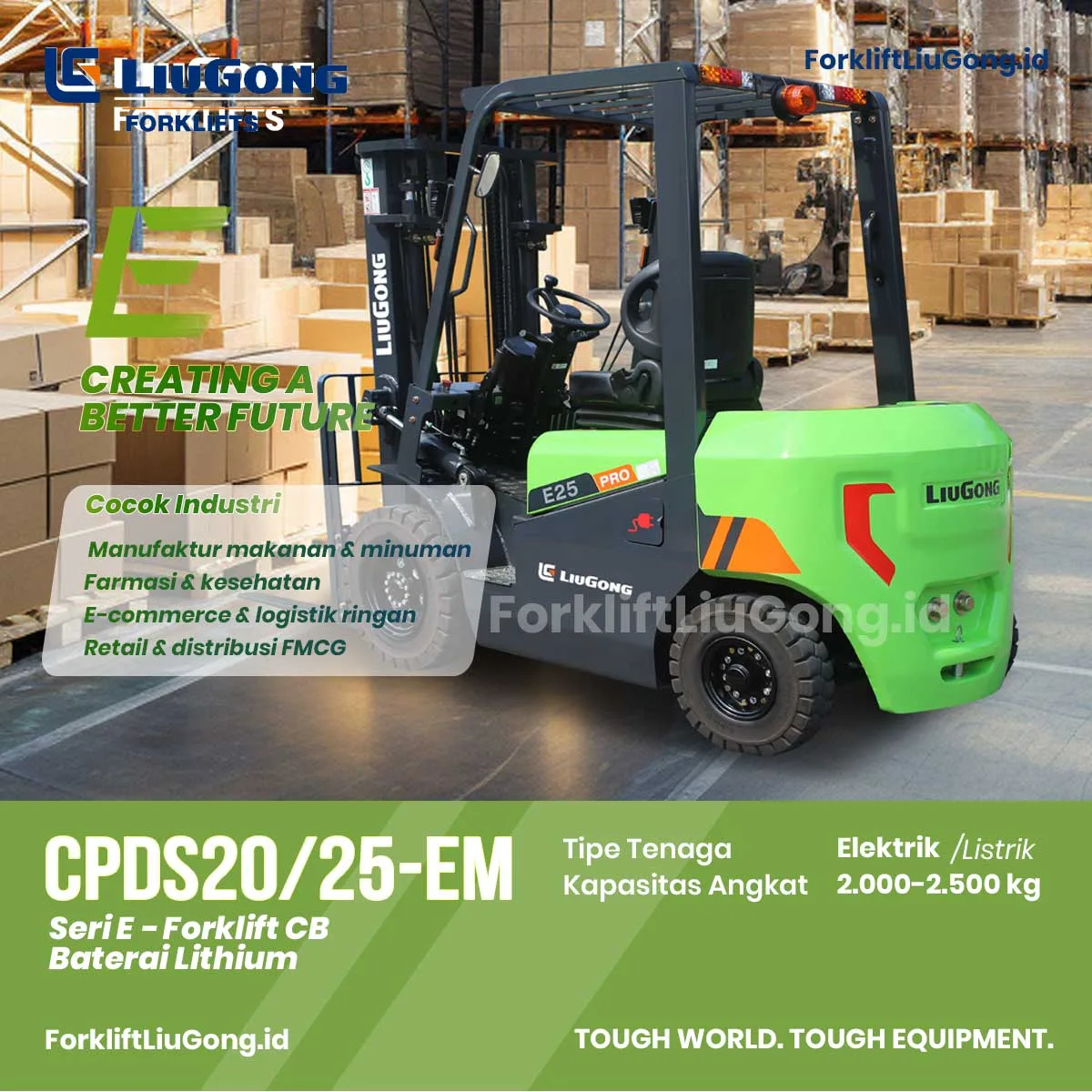 Forklift-LiuGong-CPDS20-25-EM-2 Forklift 2 ton Baterai Lithium LiuGong CPDS20/25-EM