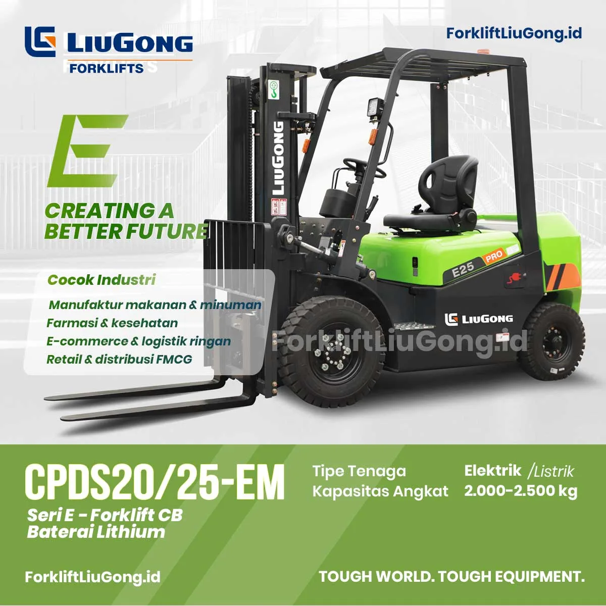 Forklift-LiuGong-CPDS20-25-EM Forklift 2 ton Baterai Lithium LiuGong CPDS20/25-EM